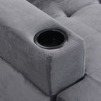 97.8" L-Shaped Velvet Sectional Sofa with Storage Chaise and Built-In Cup Holders Multi Market World Inc.