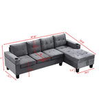 97.8" L-Shaped Velvet Sectional Sofa with Storage Chaise and Built-In Cup Holders Multi Market World Inc.