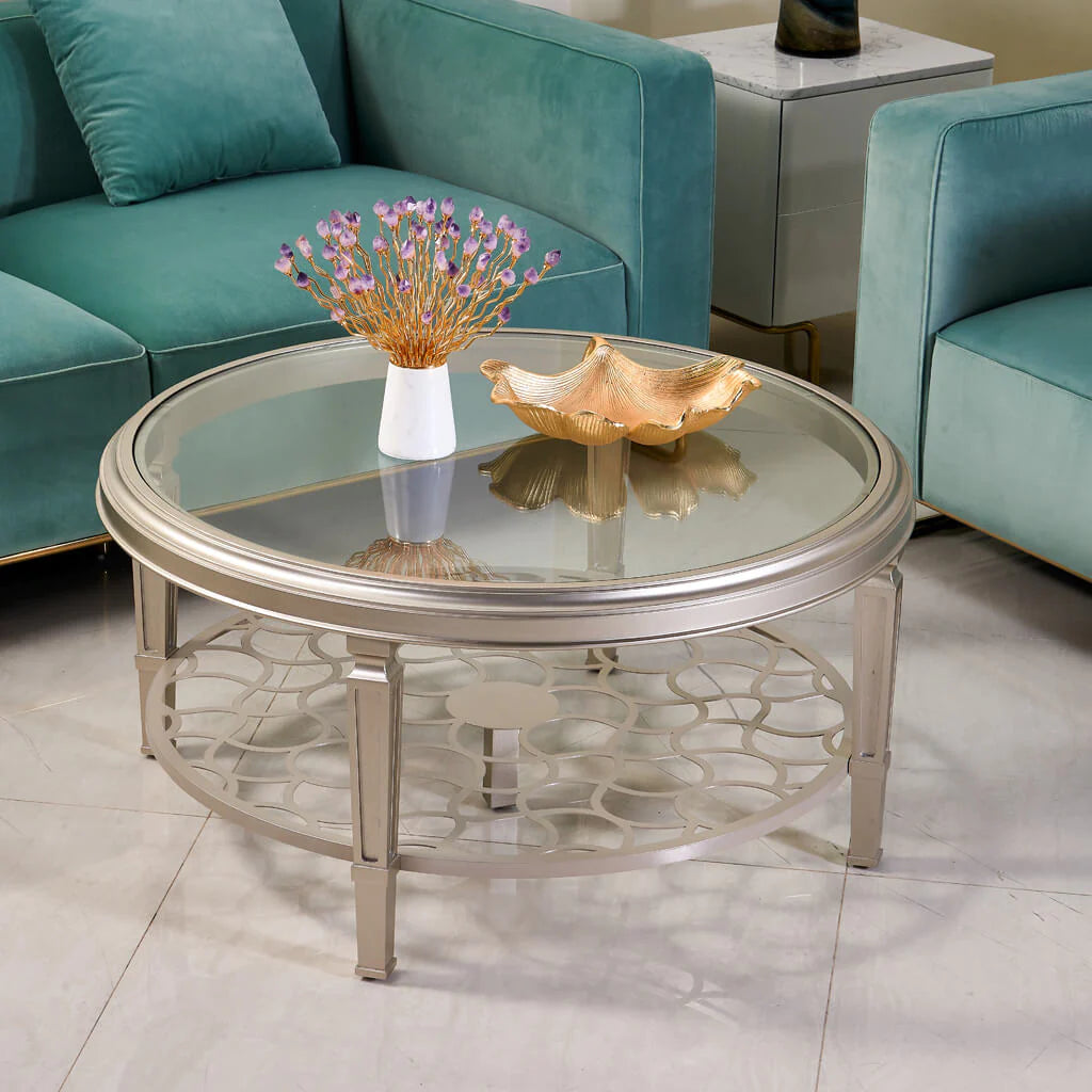 HomeBelongs Champagne Gold Round Coffee Table