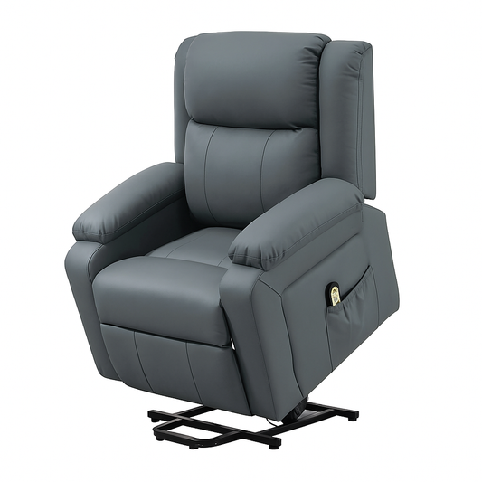 Seniors Electric Power Lift Recliner Chair - Grey Faux Leather