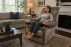 Chenille Power Lift Recliner Chair with Heat and Massage - Brown Multi Market World Inc.