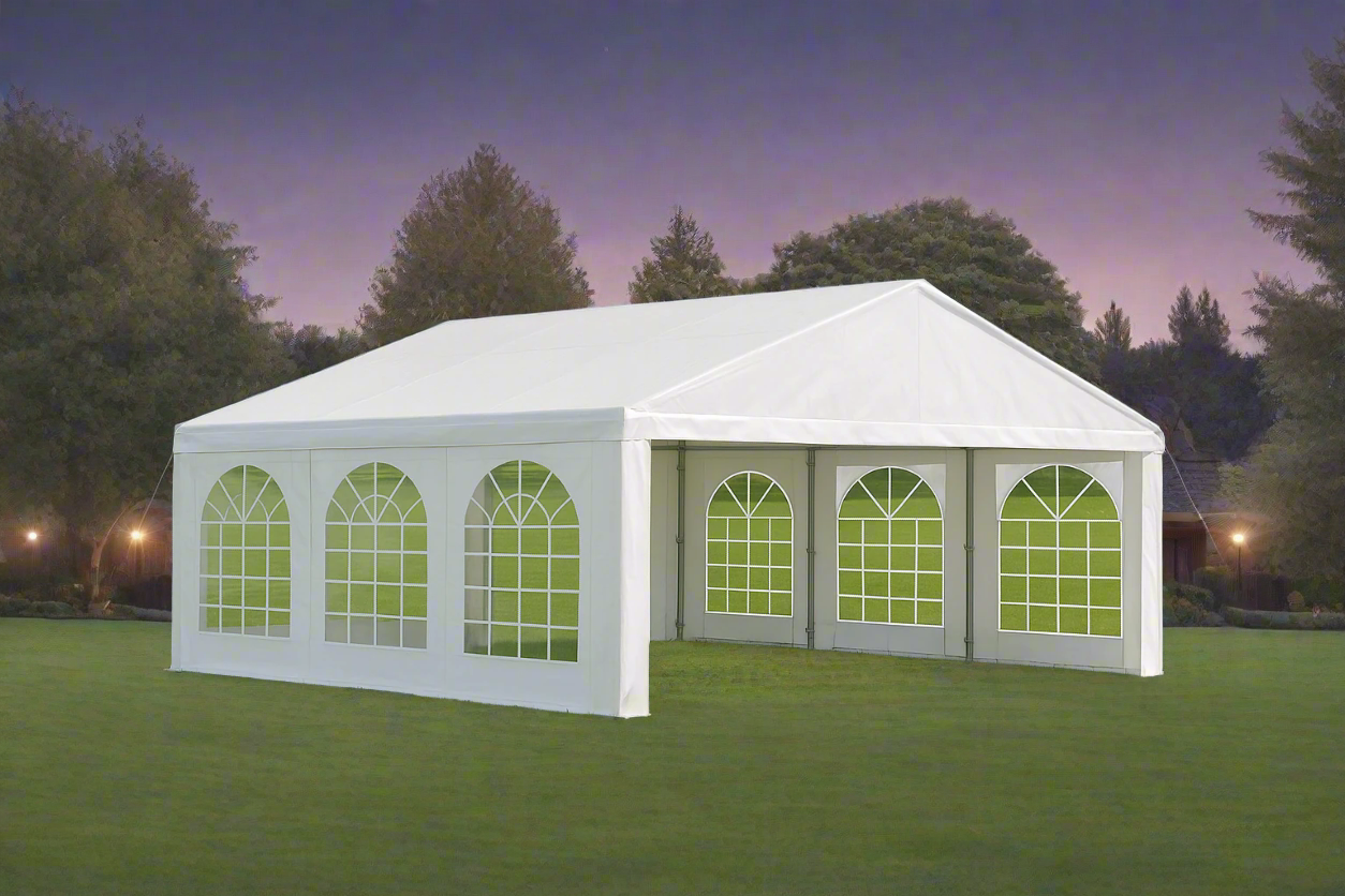 20' x 20' Heavy Duty Party Tent, Carport Garage Canopy, Patio Gazebo with Removable Sidewalls – White