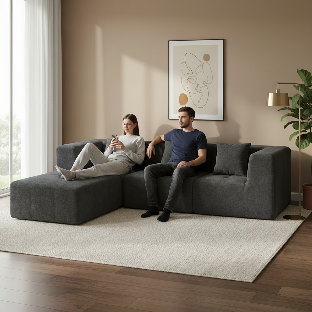 110" 4-Piece Modern Boneless Modular Sectional Sofa with Large Ottoman Multi Market World Inc.