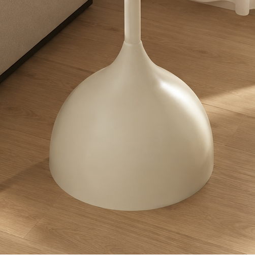 Round Glass Top Side Table, Cream Base & Tinted Brown Accent Table Multi Market World Inc.