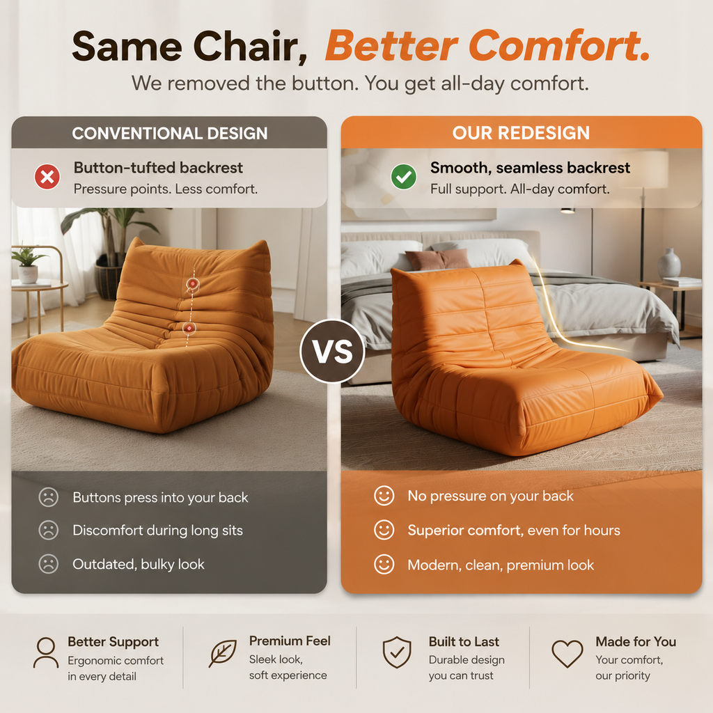 Lazy Sofa, Floor Sofa Chair, Cloud Lounge Chair - Plush White Tufted Floor Sofa Multi Market World Inc.