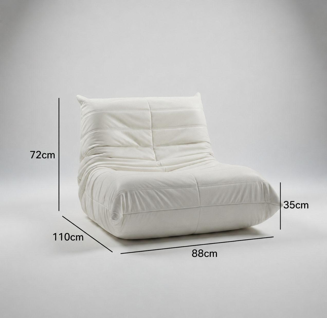 Scratch-Resistant PU Lazy Sofa, Floor Sofa Chair, Cloud Lounge Chair - Plush White Tufted Floor Sofa Multi Market World Inc.