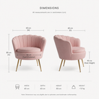 Aura Blush Pink Velvet Scalloped Accent Chair with Gold Legs Multi Market World Inc.