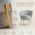 Oversized Aura Blush Grey Velvet Scalloped Accent Chair with Gold Legs Multi Market World Inc.
