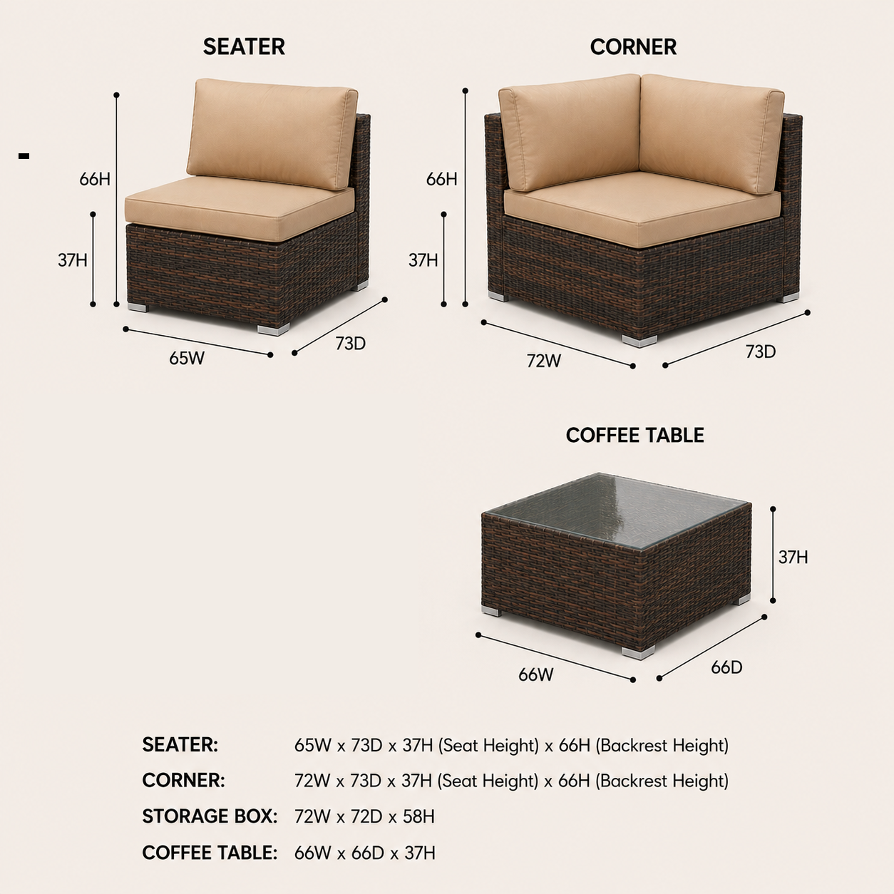 8-Piece Outdoor Rattan Sectional Sofa Set,  6-Seater Modular Wicker Patio Furniture with Corner Storage Box and Glass Top Coffee Table Multi Market World Inc.