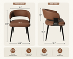 Brown chair with measurements and capacity details on a white background