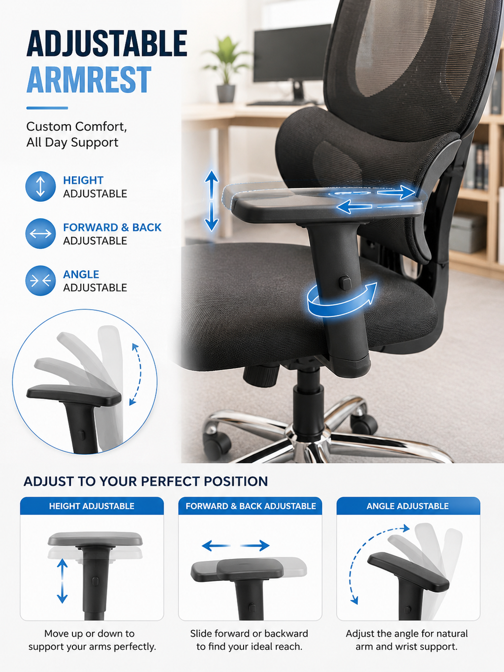 Ergonomic High-Back Mesh Office Chair with Adjustable Headrest & 3D Armrests Multi Market World Inc.