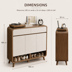 Shoe Storage Cabinet with Drawers - Walnut & Cream Multi Market World Inc.