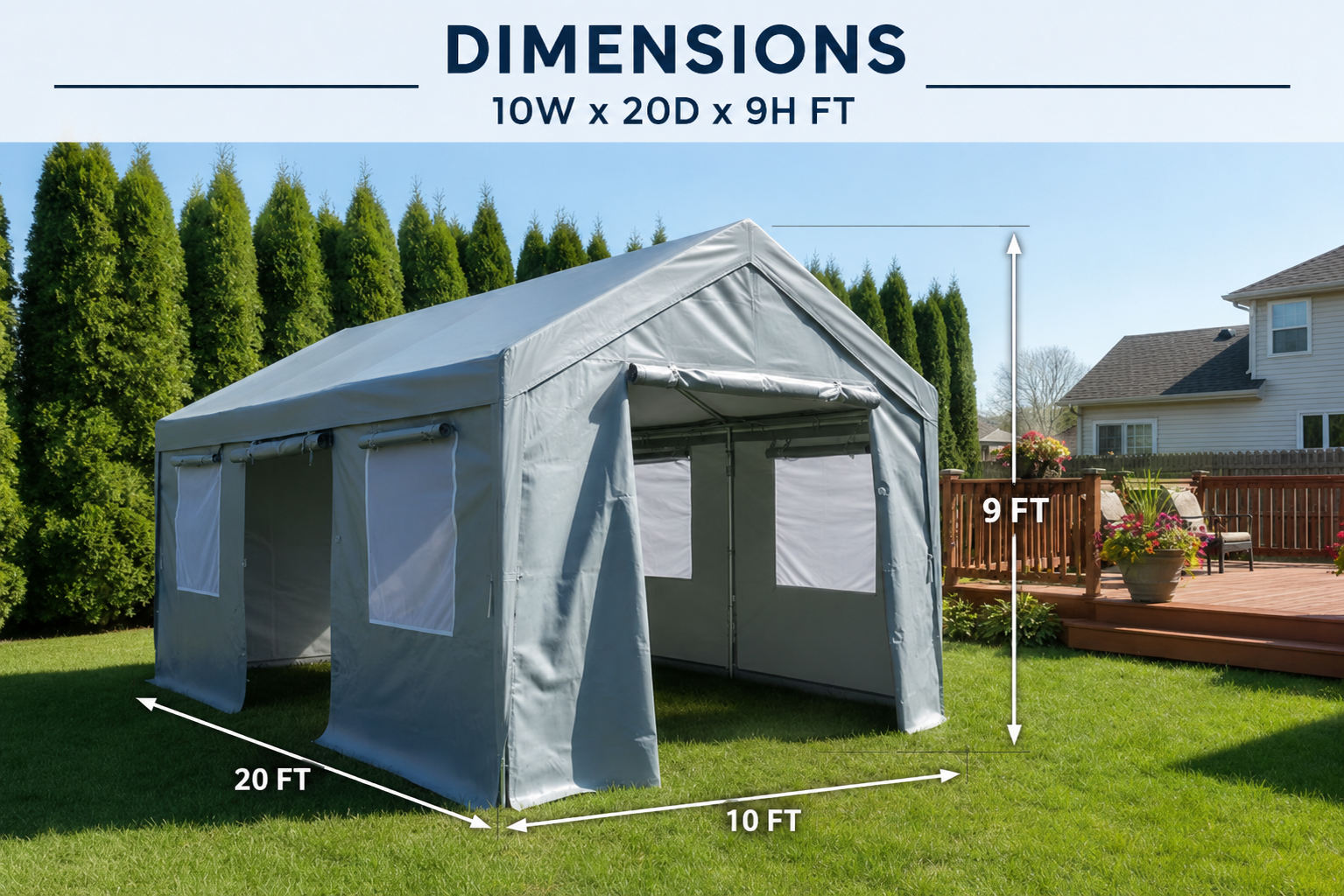 Heavy-Duty 10' x 20' Multi-Purpose Canopy Tent with Mesh Windows Multi Market World Inc.
