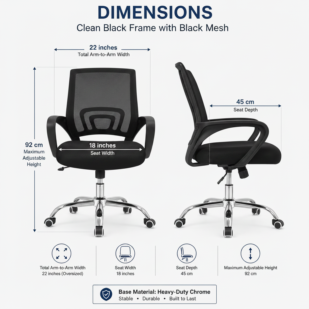 Oversized Mesh Office Chair, 22" Wide Armrests, Heavy-duty Metal Chome Base, light grey Multi Market World Inc.
