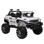 Kids Ride-On Car 12V RC 2-Seater Police Truck Electric Car For Kids with Full LED Lights, MP3, Parental Remote Control (White) Multi Market World Inc.