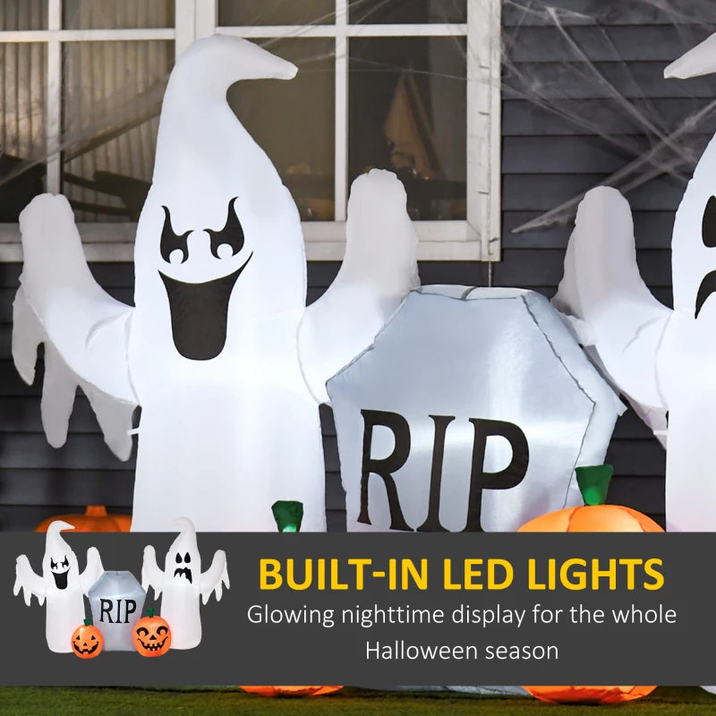 4ft Light-Up Halloween Inflatable: Spooky Ghosts, Tombstone & Pumpkin