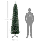 7.5FT Artificial Snow Dipped Christmas Tree Xmas Pencil Tree Holiday Home Indoor Decoration with Foldable Black Stand, Green Multi Market World Inc.