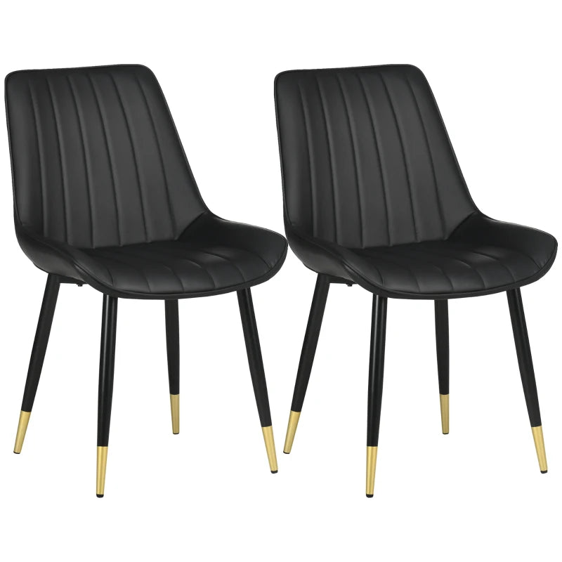 Dining Chairs Set of 2, Modern Kitchen Chair with PU Leather Upholstery and Steel Legs for Living Room, Bedroom
