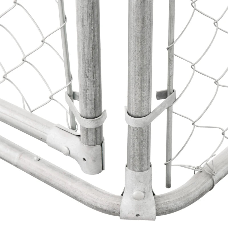 Dog Kennel Outdoor Run Fence with Roof, Steel Lock, Mesh Sidewalls for Backyard & Patio, 9.8' x 9.8' x 7.7' Multi Market World Inc.