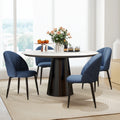 Modern Dining Chairs Set of 4, Upholstered Dining Room Chairs with Metal Legs, Shell Backrest, Padded Seat, Blue Multi Market World Inc.