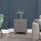 3 Drawer Cabinet, Drawer Chest for Bedroom, Chest of Drawers with Aluminium Legs and Gold Handles, Dark Grey Multi Market World Inc.