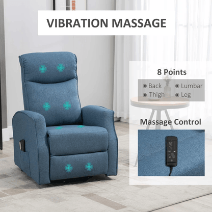 Electric Lift Chair, Power Chair Recliner with 8 Massage Vibration Points, Remote Control, Side Pockets