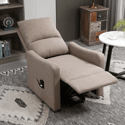 Electric Lift Recliner Chair Rising Power Chaise Lounge Fabric Sofa with Remote Control & Side Pocket for Living Room