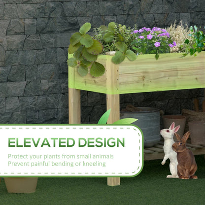45" x 22" x 33" Elevated Planter Box with Legs and Storage Shelf, Raised Garden Bed, Elevated Wooden Planter Box, Gardening Standing Growing Bed for Backyard, Patio, Balcony