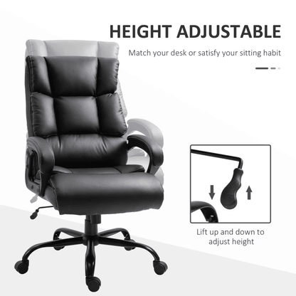 Ergonomic Heavy-Duty Office Chair with Adjustable Height, PU Leather, Rocker, 360° Swivel, 400lbs Capacity