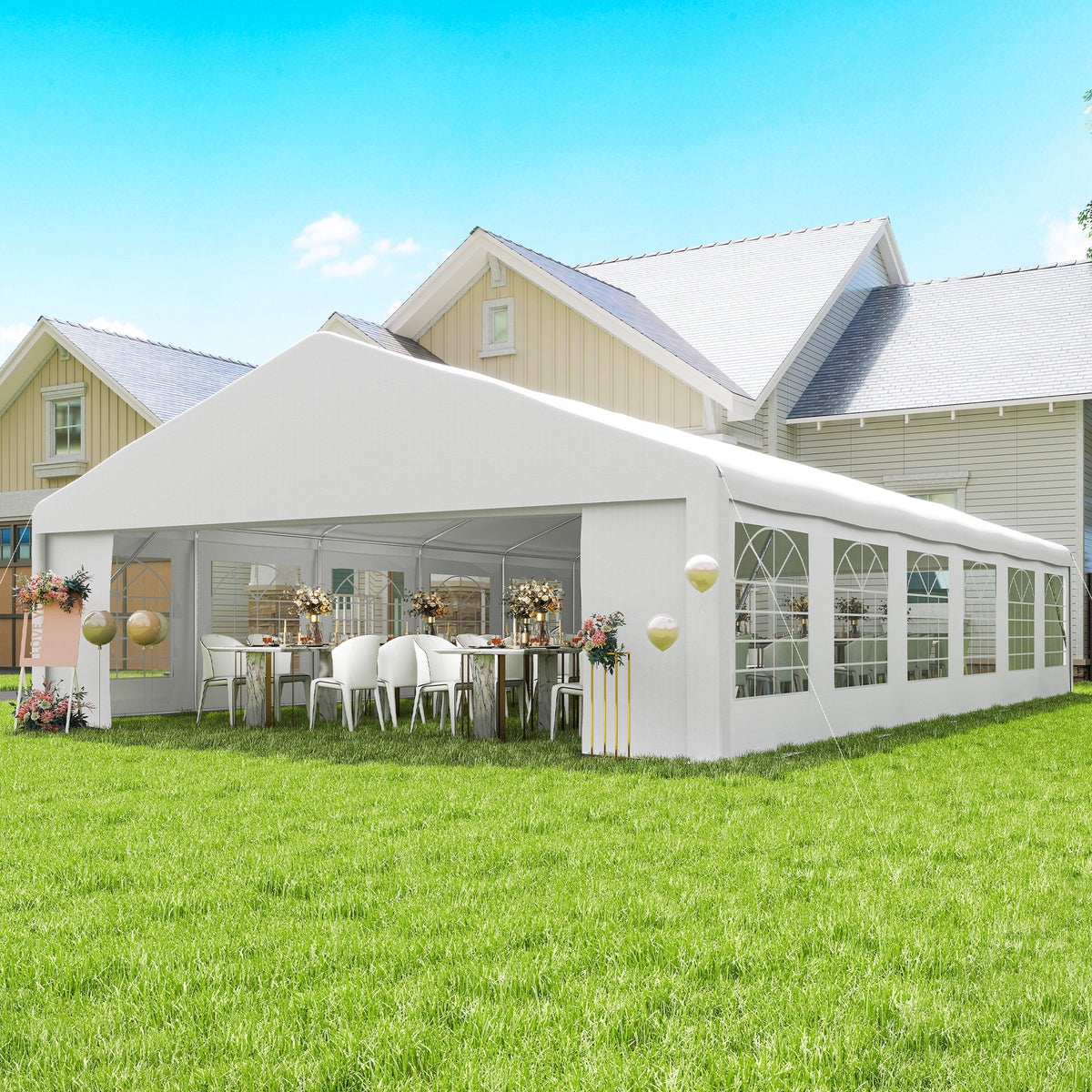 Large Outdoor Event Party Tent – 23' x 39' Commercial Wedding Canopy with Clear Church Windows Multi Market World Inc.