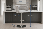 Set of 2 MMW Velvet Adjustable Bar Stool/ Barstool with Silver Base, Tufted High Back Swivel Bar Chair Multi Market World Inc.