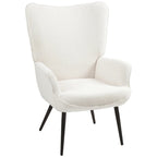 Accent Sherpa Chair, Upholstered Armchair, Fluffy Wingback Chair for Living Room, Reading Room, Cream White Multi Market World Inc.