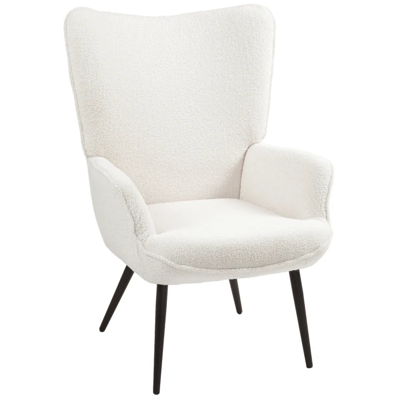 Accent Sherpa Chair, Upholstered Armchair, Fluffy Wingback Chair for Living Room, Reading Room, Cream White Multi Market World Inc.
