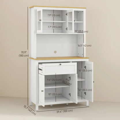 5-Door Kitchen Pantry Cabinet, Freestanding Storage Cabinet Cupboard with Adjustable Shelves, 71"