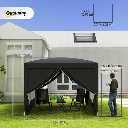 10x10 Pop-Up Canopy Tent with Sidewalls & Mesh Screens