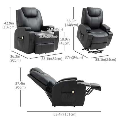 Electric Power Lift Recliner Chair with Pocket Spring and Side Pockets - Grey Faux Leather