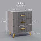 3 Drawer Cabinet, Drawer Chest for Bedroom, Chest of Drawers with Aluminium Legs and Gold Handles, Dark Grey Multi Market World Inc.
