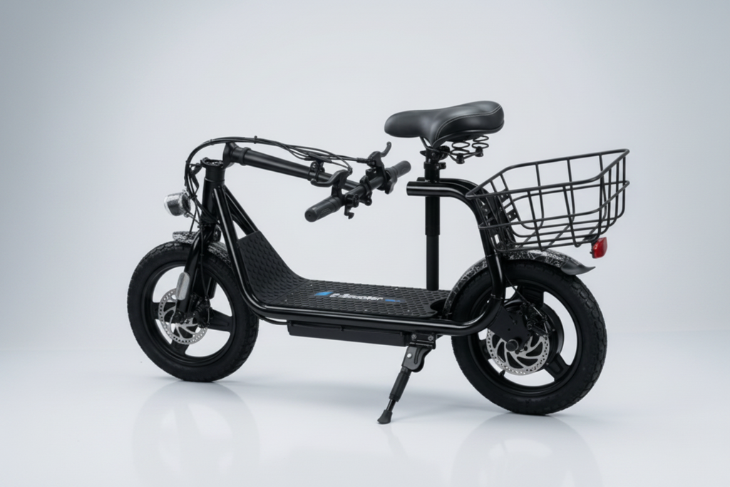 Foldable 14" Electric Scooter with Seat & Cargo Basket – Adjustable Height, 750W Motor, 30 km/h, 10.4Ah Battery Multi Market World Inc.
