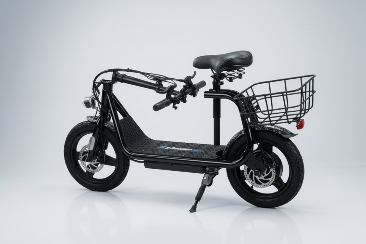 Foldable 14" Electric Scooter with Seat & Cargo Basket – Adjustable Height, 750W Motor, 30 km/h, 10.4Ah Battery Multi Market World Inc.