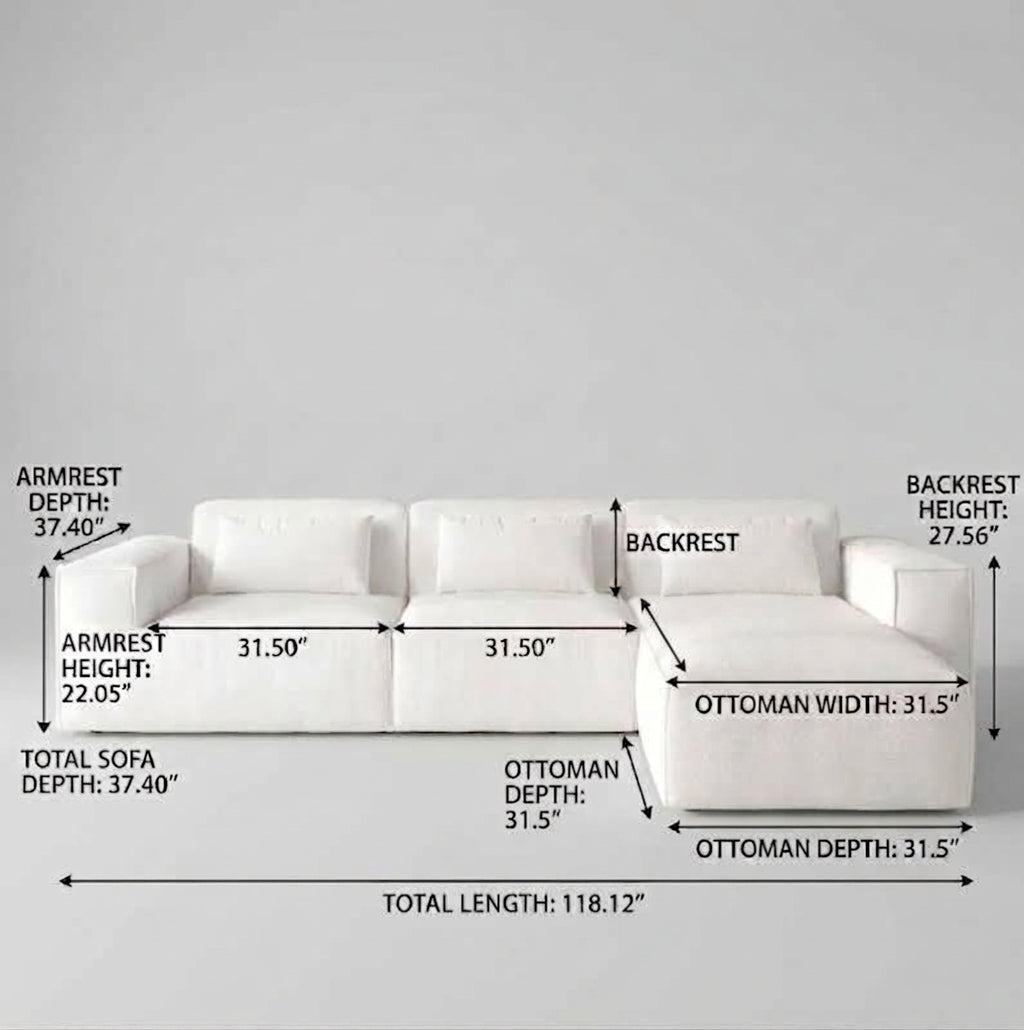 118" 4 Pieces Modular Sectional Boneless Sofa with Chaise, No-leg Couch, Dark Grey Multi Market World Inc.