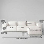 118" 4 Pieces Modular Sectional Boneless Sofa with Chaise, No-leg Couch, Dark Grey Multi Market World Inc.