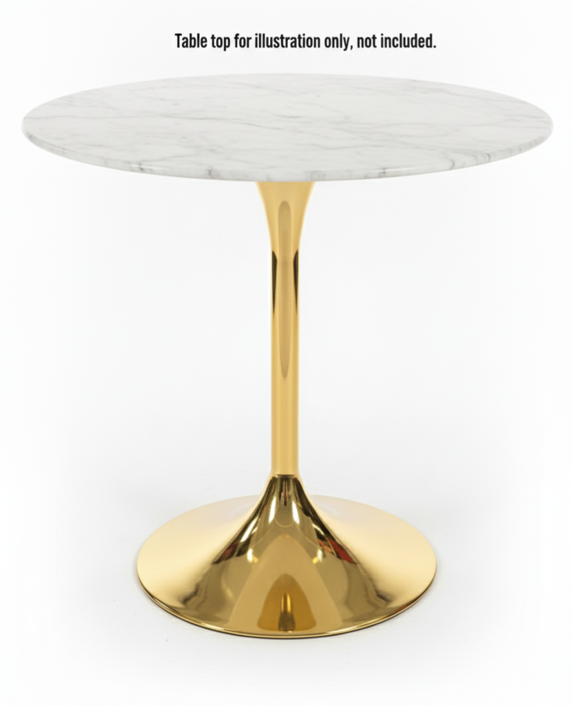 Heavy Duty Commercial Grade Pedestal Table Base - 28" Height Gold Polished Metal Tulip Base for Restaurant, Bistro, and Cafe Dining Tables