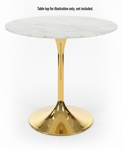 Heavy Duty Commercial Grade Pedestal Table Base - 28" Height Gold Polished Metal Tulip Base for Restaurant, Bistro, and Cafe Dining Tables