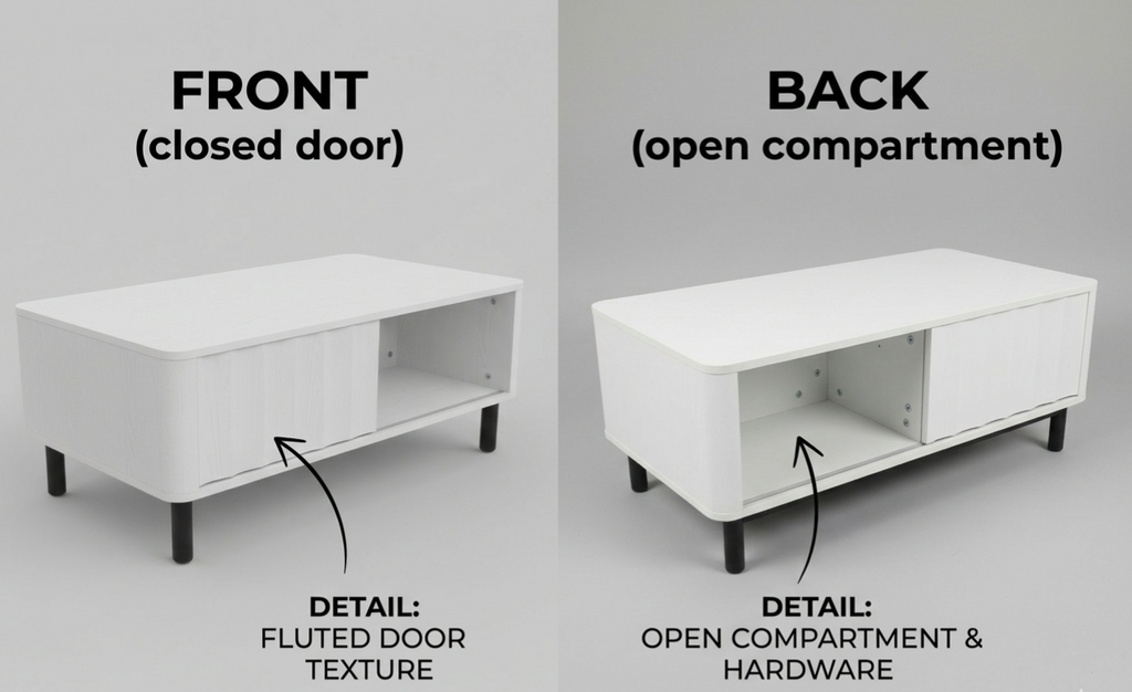 White Coffee Table with Storage, 41" Minimalist Living Room Centerpiece Multi Market World Inc.