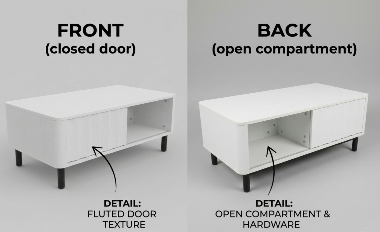 White Coffee Table with Storage, 41" Minimalist Living Room Centerpiece Multi Market World Inc.