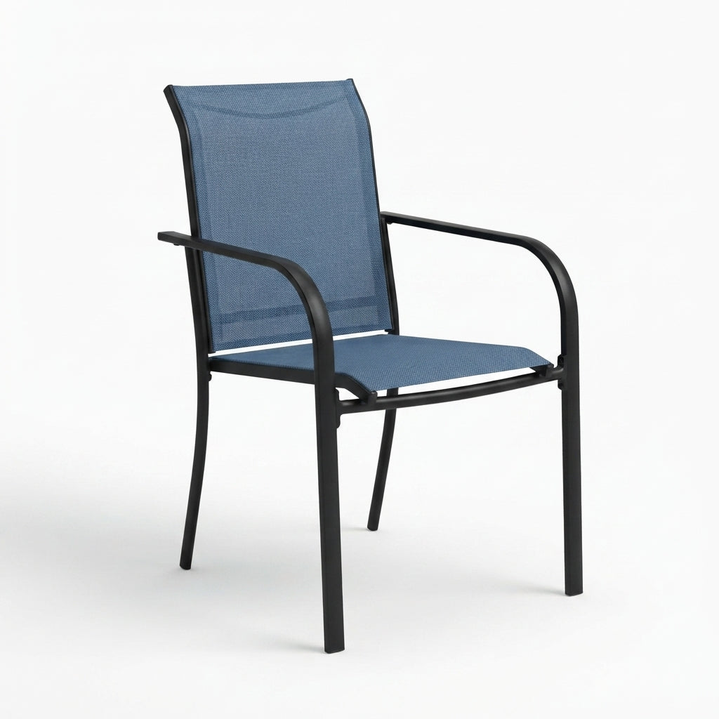 Set of 2 Patio Chair, Metal Outdoor Dining Chair with Fabric Backrest Multi Market World Inc.