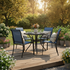 Set of 4 Patio Chair, Metal Outdoor Dining Chair with Fabric Backrest Multi Market World Inc.