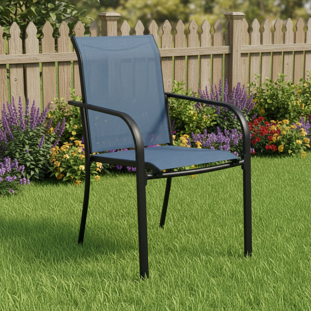 Set of 2 Patio Chair, Metal Outdoor Dining Chair with Fabric Backrest Multi Market World Inc.