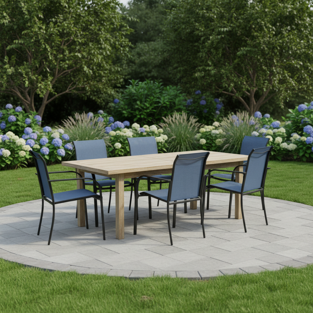 Set of 6 Patio Chair, Metal Outdoor Dining Chair with Fabric Backrest Multi Market World Inc.