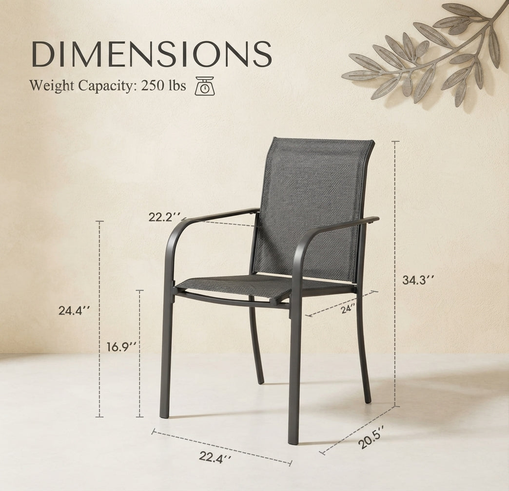 Set of 2 Patio Chair, Metal Outdoor Dining Chair with Fabric Backrest Multi Market World Inc.